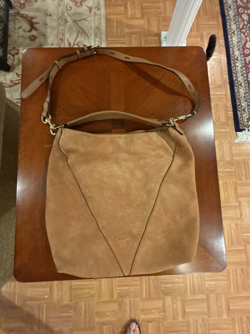 Rebecca Minkoff Tan Moto Double Zip Leather Hobo Bag